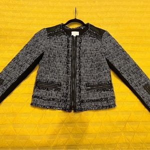 Rebecca Taylor Tweed and Leather Blazer - Size 6